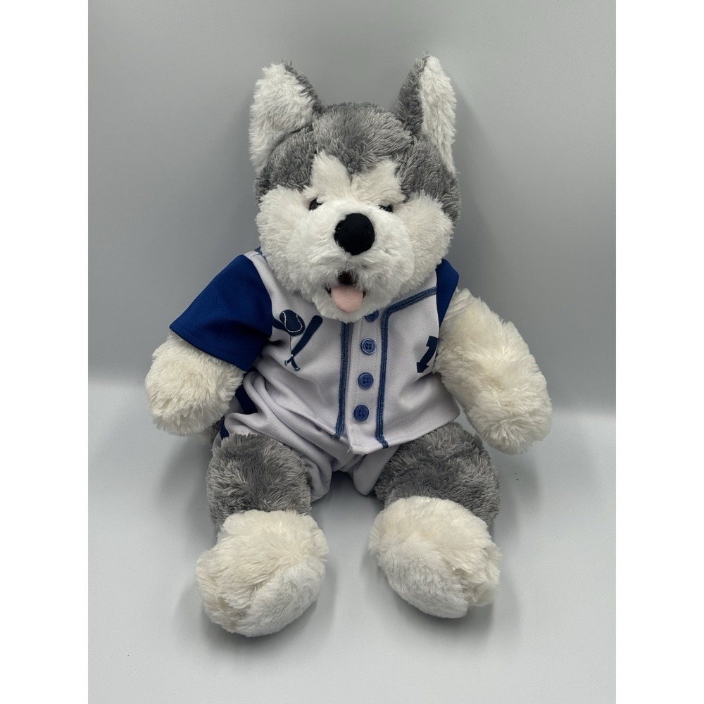 VTG Animaland 2007 Collectable Husky Dog Gray Soft Plush With Baseball Uniform